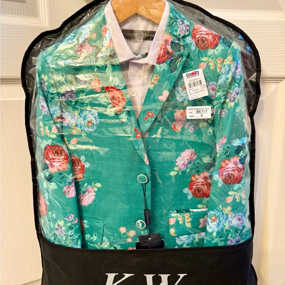 Floral Kids Matching Set - Teal and Red